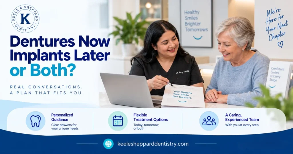 Dentures Now, Implants Later, or Both